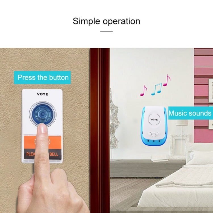 VOYE V009A Home Music Remote Control Wireless Doorbell with 38 Polyphony Sounds, US Plug