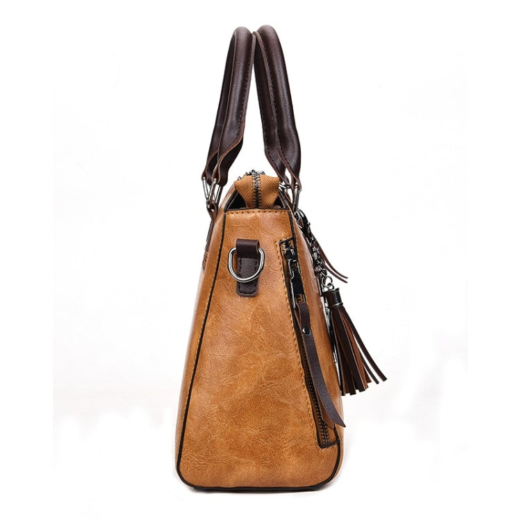 Casual PU Shoulder Bag Ladies Handbag Messenger Bag with Tassel and Cat Pendant