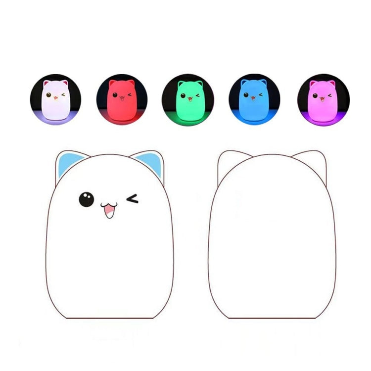Color Change Cat Shape USB Rechargeable LED Silicone Soft Nightlight