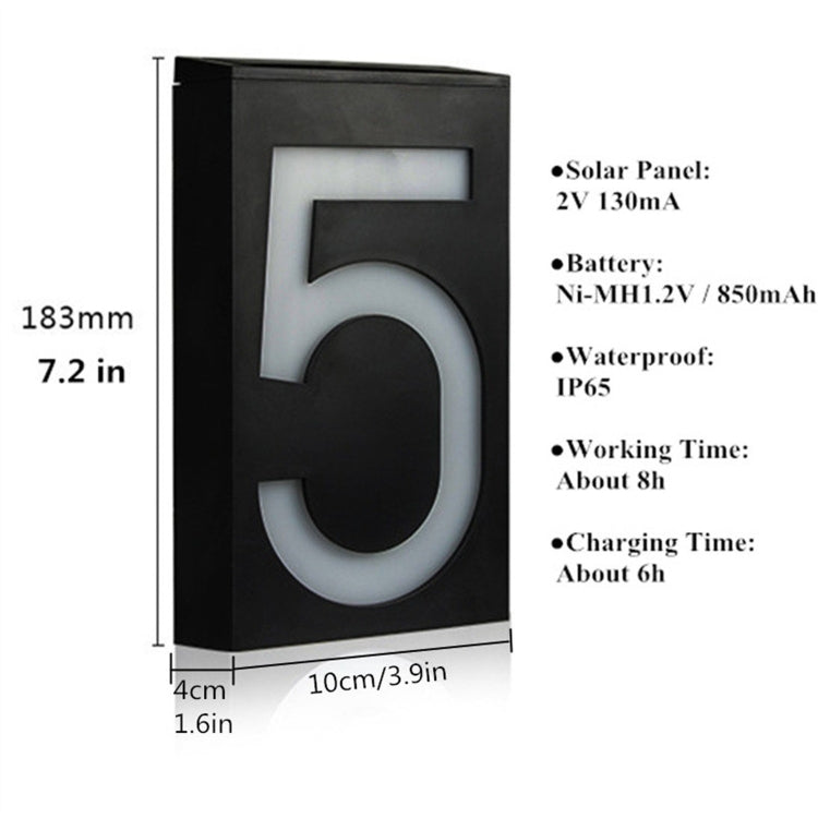 0.36W Solar Powered Wall Mount 6 LEDs Lighting Doorplate Lamp House Number Porch Lights with Solar Pannel(1)